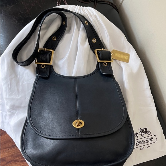 RARE NAVY Vintage COACH Leather Crescent Saddle Bag (pre-serial no.) - Picture 1 of 14